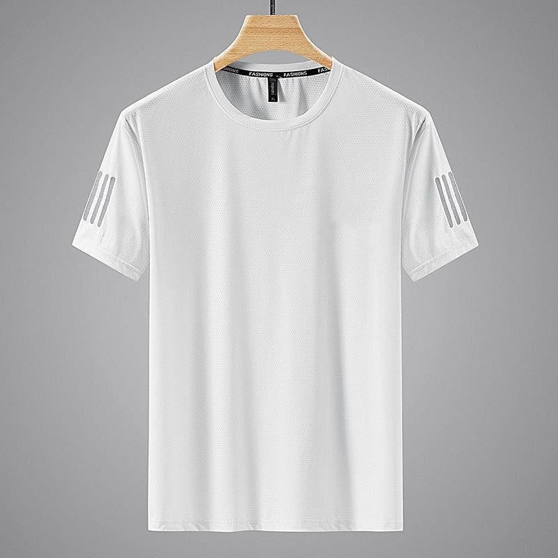 Summer Solid Color Round Neck Top Clothing Speed Sporty Simplicity Ice T-shirt Men