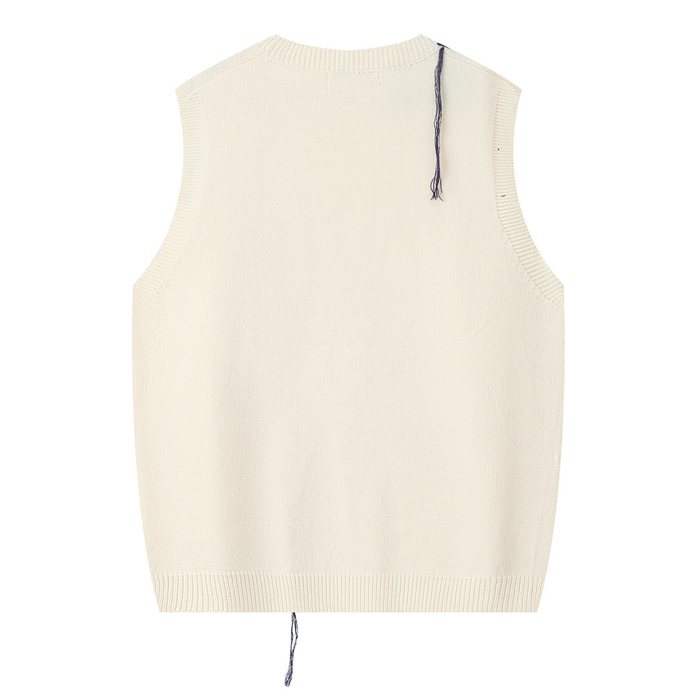 Letter Print Vest Sweater Men's Small