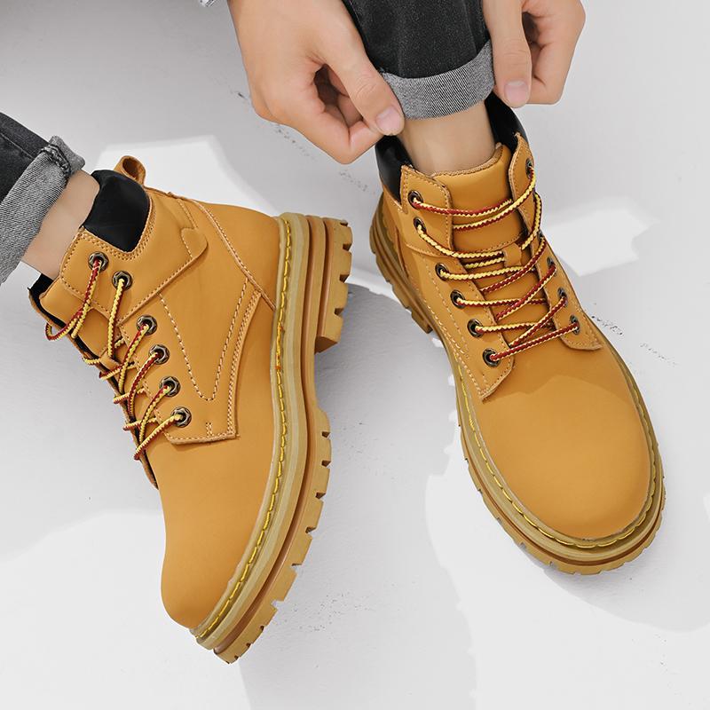 Men's Simple Casual Plus Size Leather Martin Boots