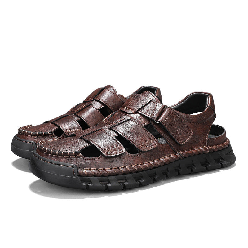 Men's Simple All-match Leather Non-slip Sandals
