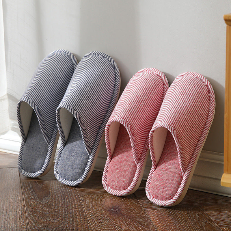 Household Stripes Home Indoor Non Slip Cotton Slippers