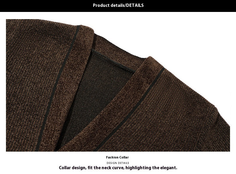 Korean Style Trendy Business Casual Autumn And Winter New Men's Outerwear Corduroy Sweater Coat