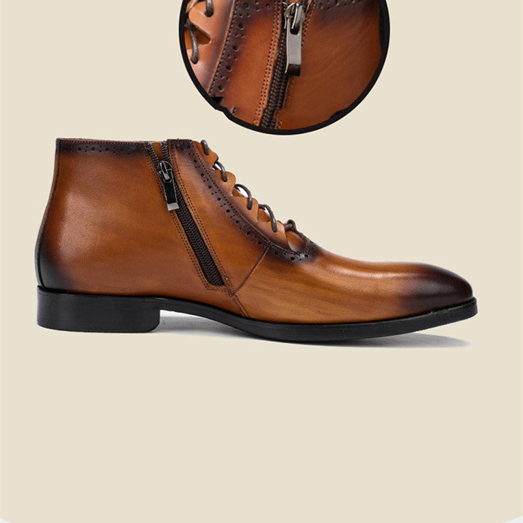 Men's High Top Leather Shoes Knight Leather Boots