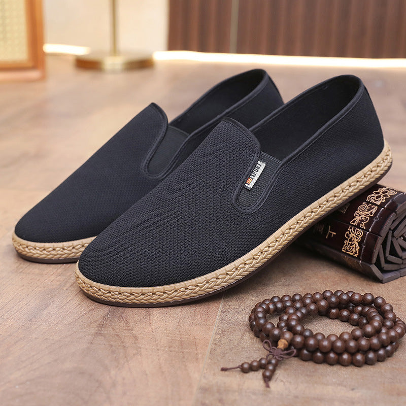 Old Beijing Cloth Shoes Men's Breathable One Pedal Lazy Shoes
