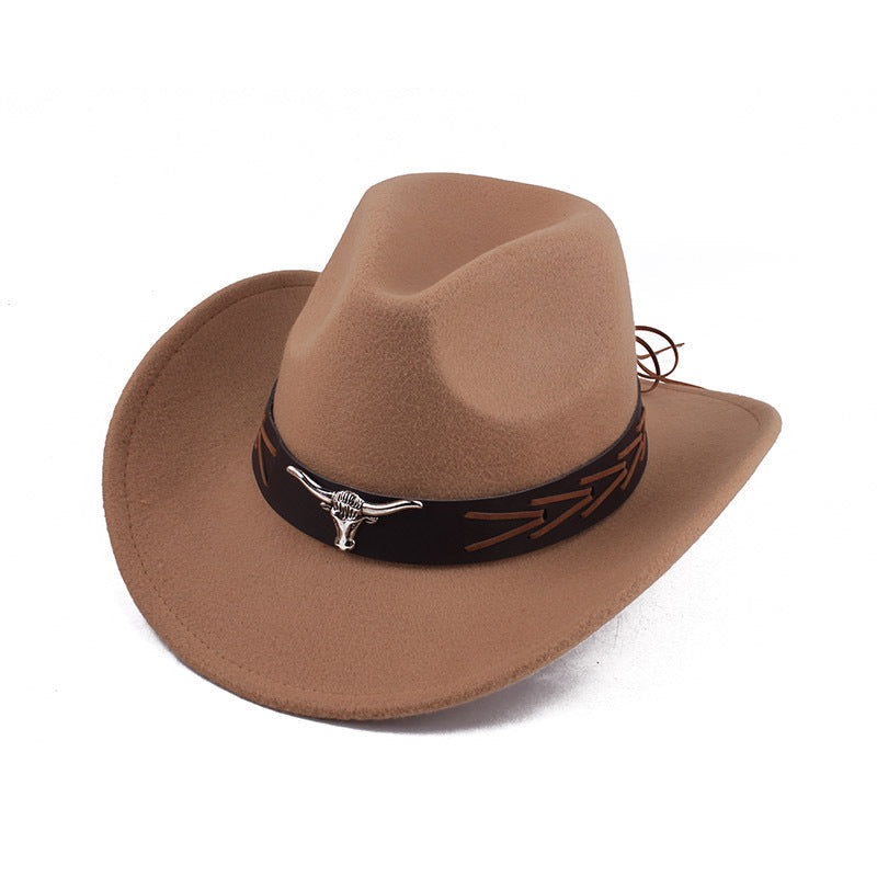 European And American Style Woolen Cowboy Hat Men's Lady Couple Ethnic Style Curling