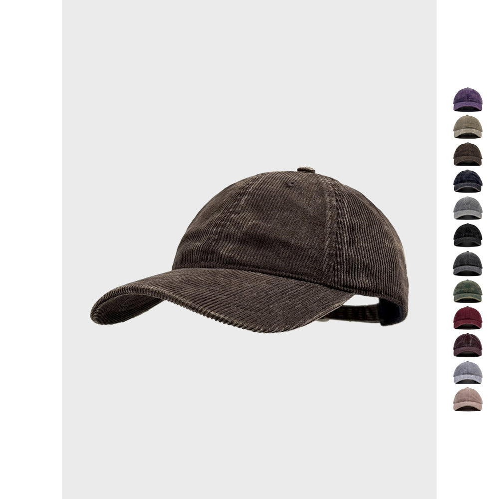 Retro Solid Color Corduroy Cap For Men And Women