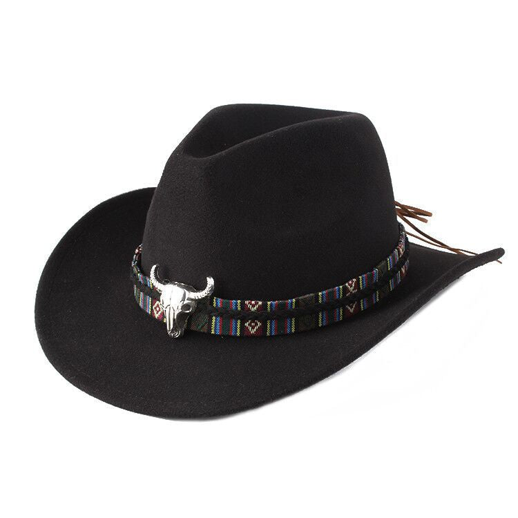 European And American Style Woolen Cowboy Hat Men's Lady Couple Ethnic Style Curling