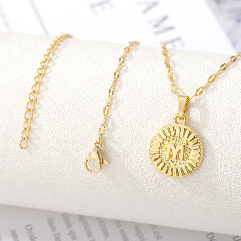 Capital English Letter Disc Necklace Women And Men