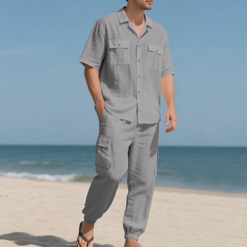 Workwear Casual Shirt Short Sleeve Trousers Suit