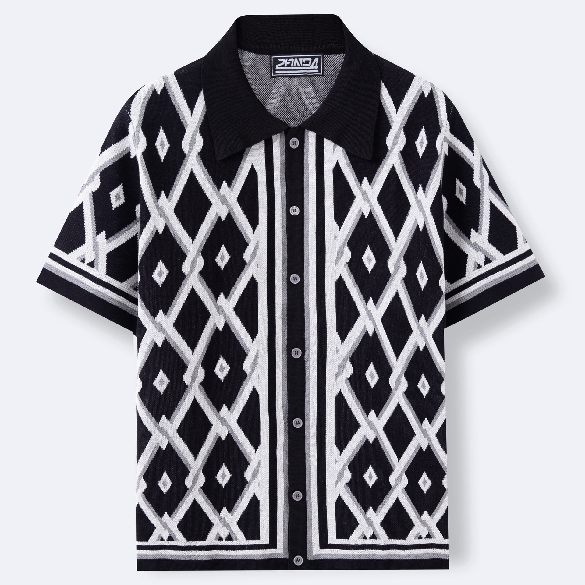 Summer Jacquard Knitted Short-sleeved Cardigan shirt