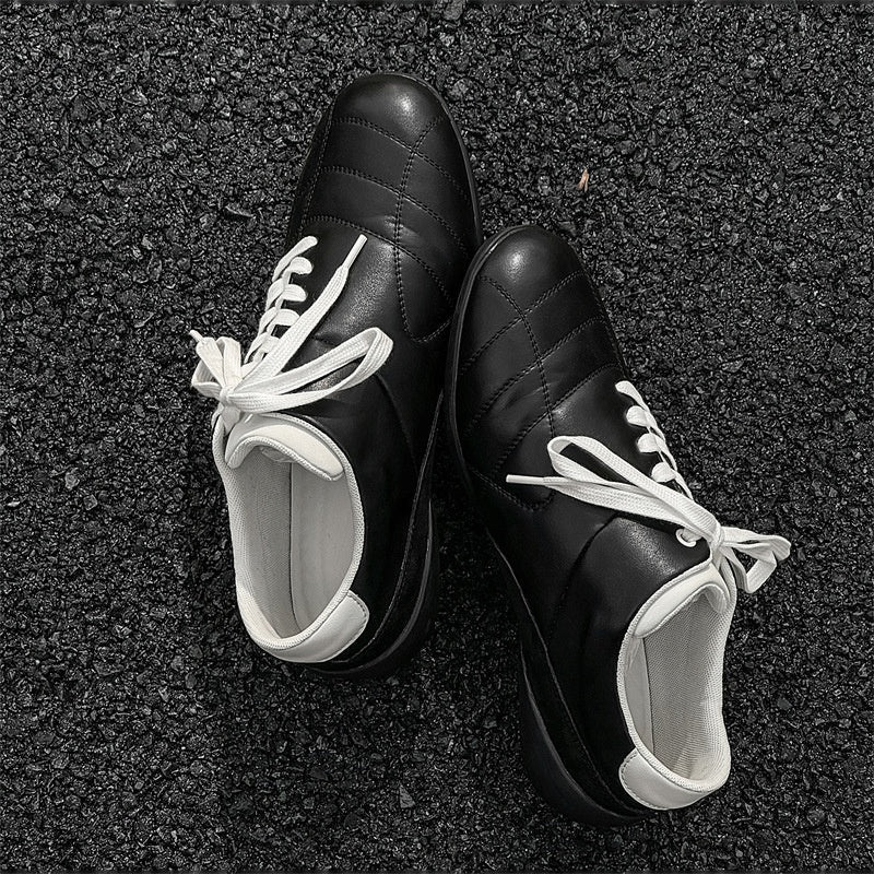 Oblique Lace-up Flat Retro Sports Casual Shoes