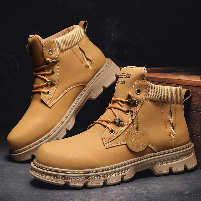 Men's Short Leather Boots British Style Increased Leisure