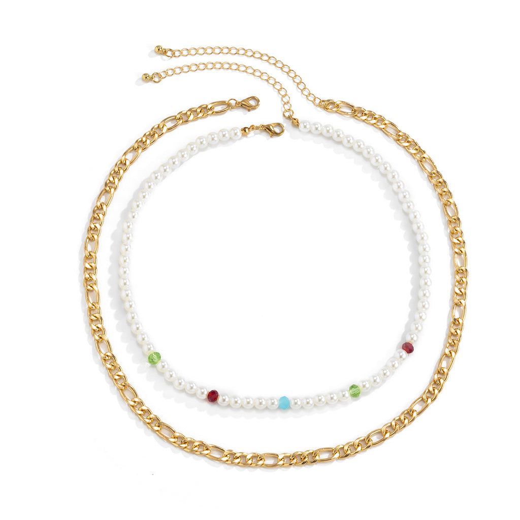 Men's Pearl Metal chain Necklace