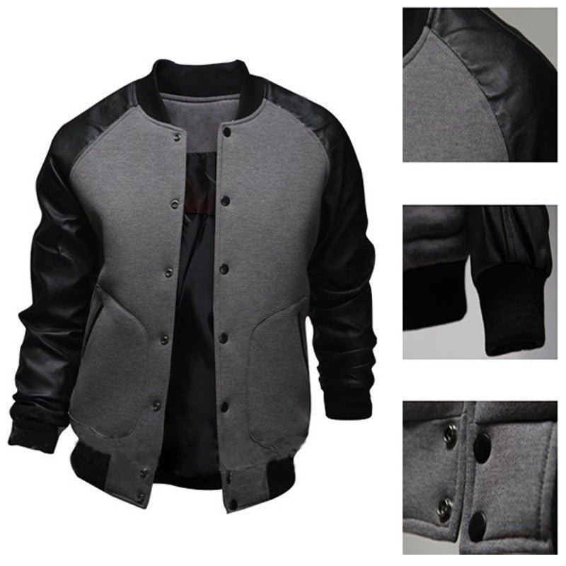 Large pocket slim baseball shirt jacket