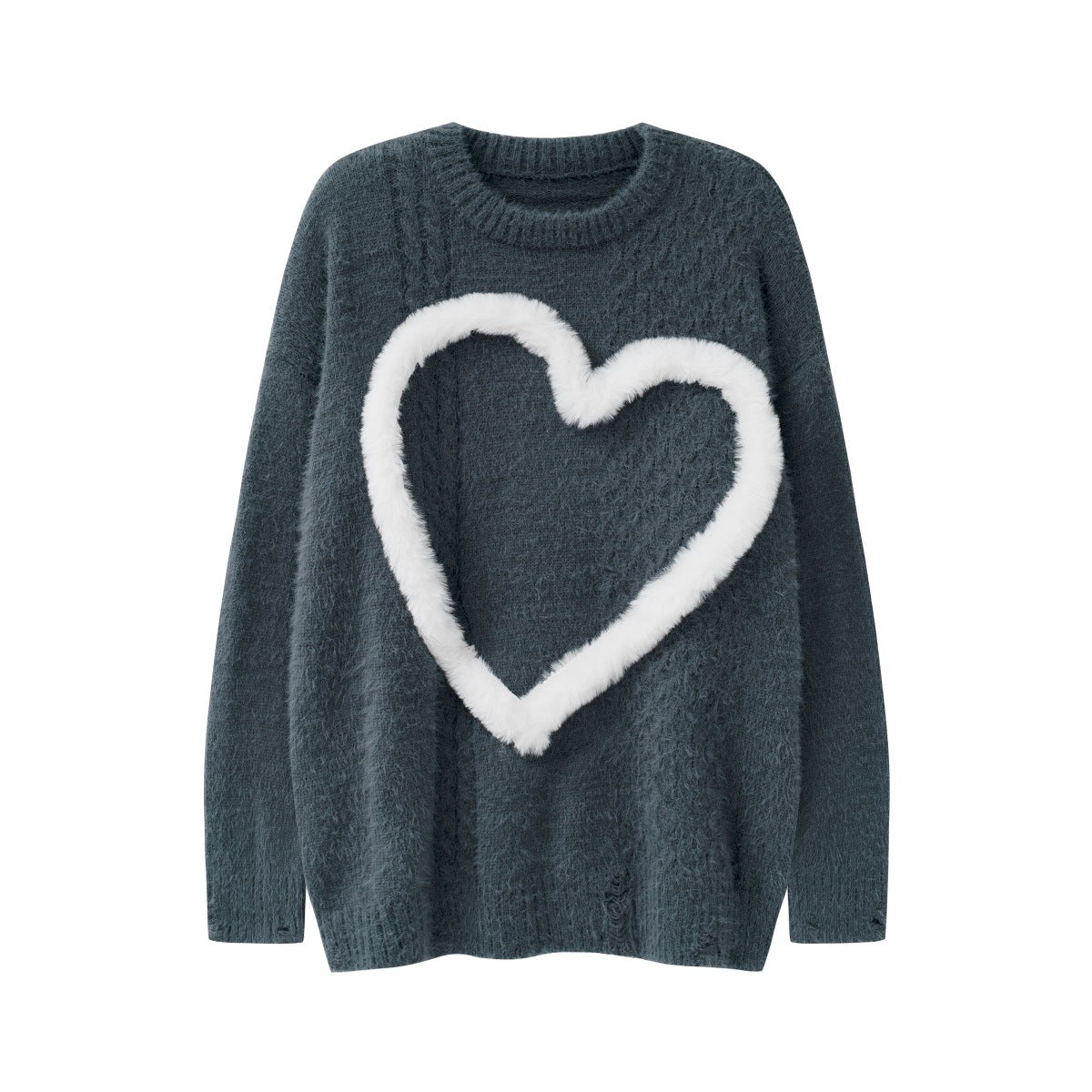 Simple Contrast Color Three-dimensional Velvet Love Sweater