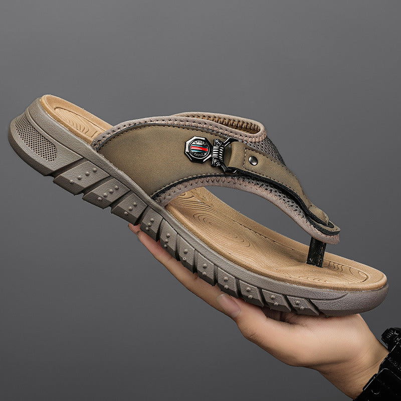 Flip Flops Men's Summer Outdoor Non-slip Wear-resistant Flip-flops Soft Bottom