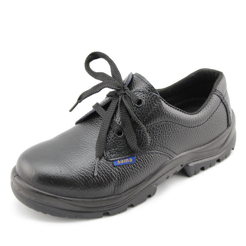 Crimped Genuine Leather Anti-smashing Safety Shoes With Steel Toe And Low-top
