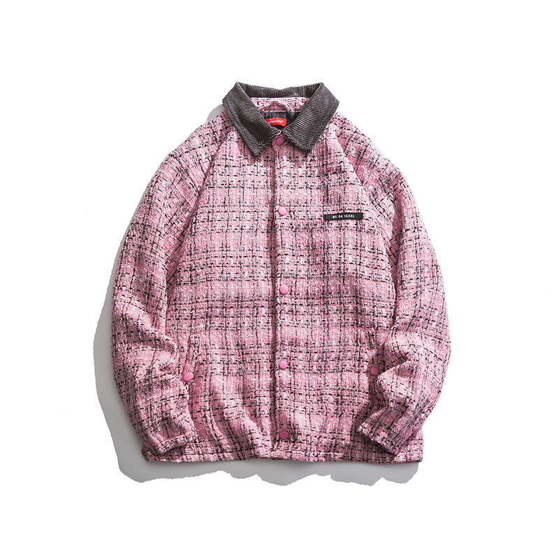 Men's Casual Braided Plaid Lapel Jacket