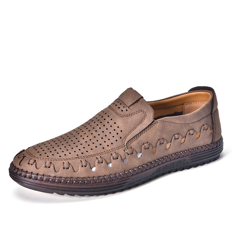 Men's Outdoor Casual Shoes Slip-on Flat Handmade Leather Shoes