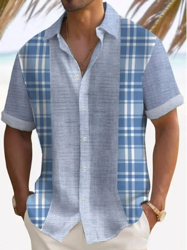 Beach Striped Shirt Short Sleeve Men