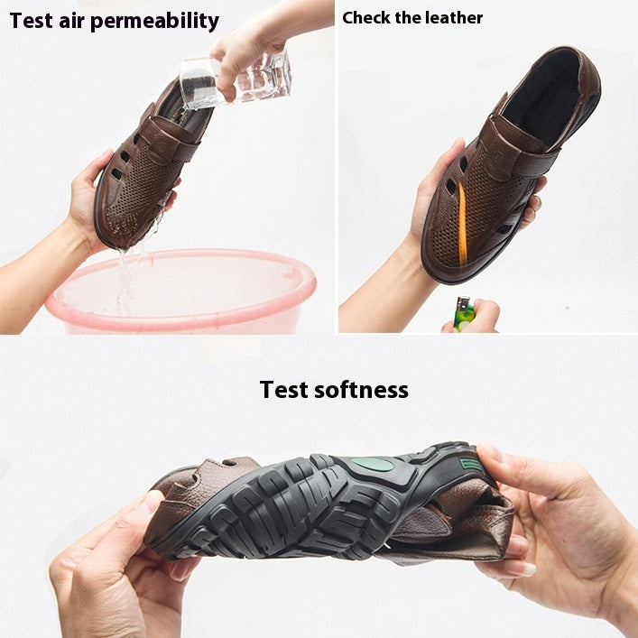 Men's Summer Hollow Breathable Leather Shoes