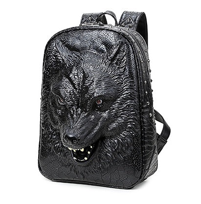 3D Wolf Head Student Backpack