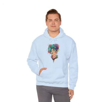 European And American Cartoon Head Print Hooded Sweatshirt