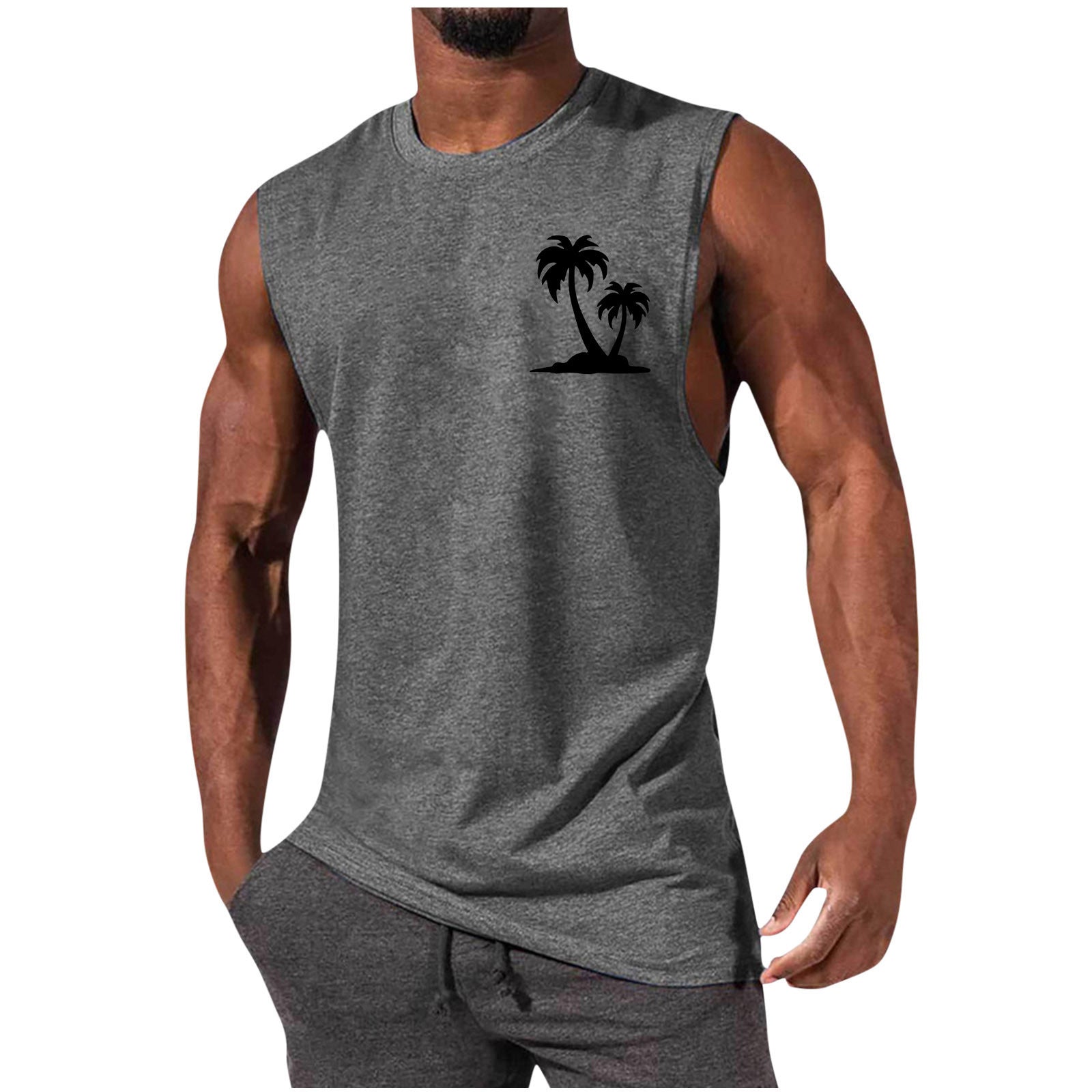 European And American Sleeveless T-shirt Summer Loose Sports Vest Men