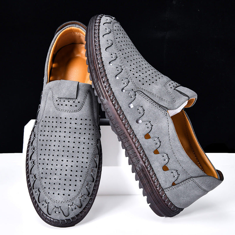 Men's Outdoor Casual Shoes Slip-on Flat Handmade Leather Shoes