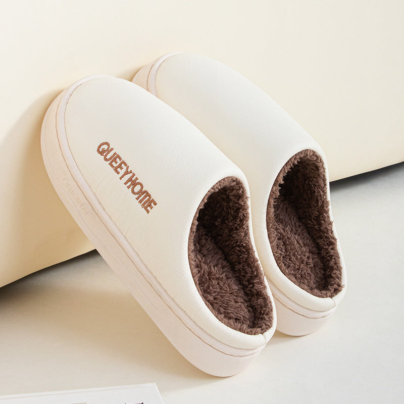 Winter Cotton Waterproof Outdoor Slippers Home Non-slip Winter Fleece-lined Men's Platform
