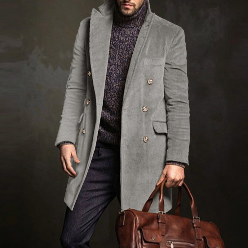 Mid-length double-breasted male youth coat men's jacket