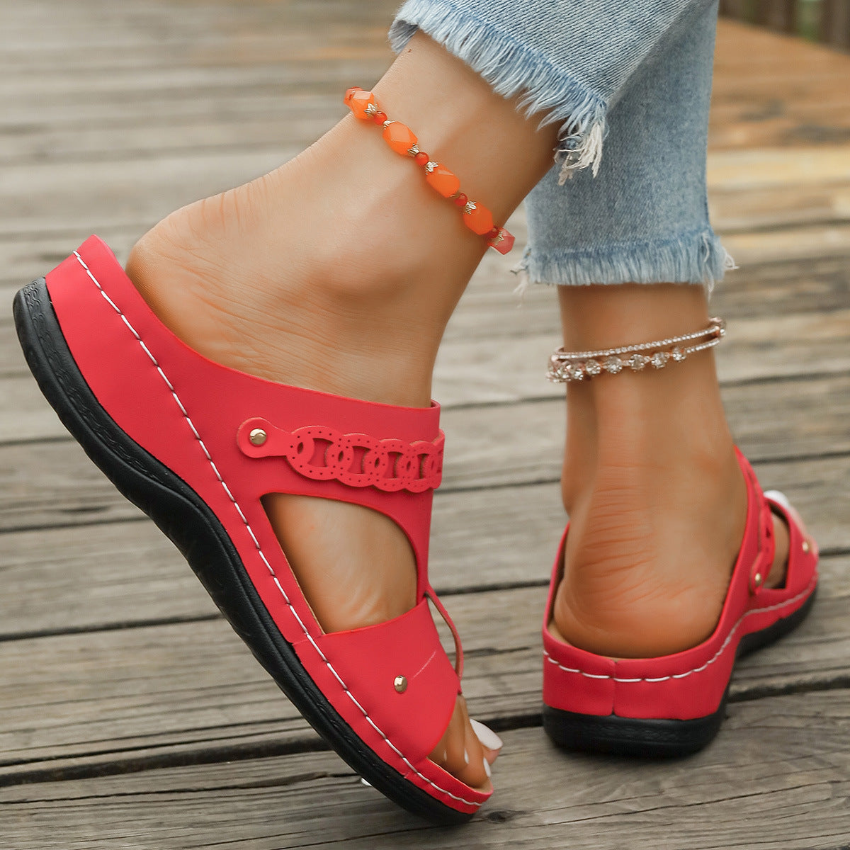 Slope Heel Plus Personalized Roman Style Slippers