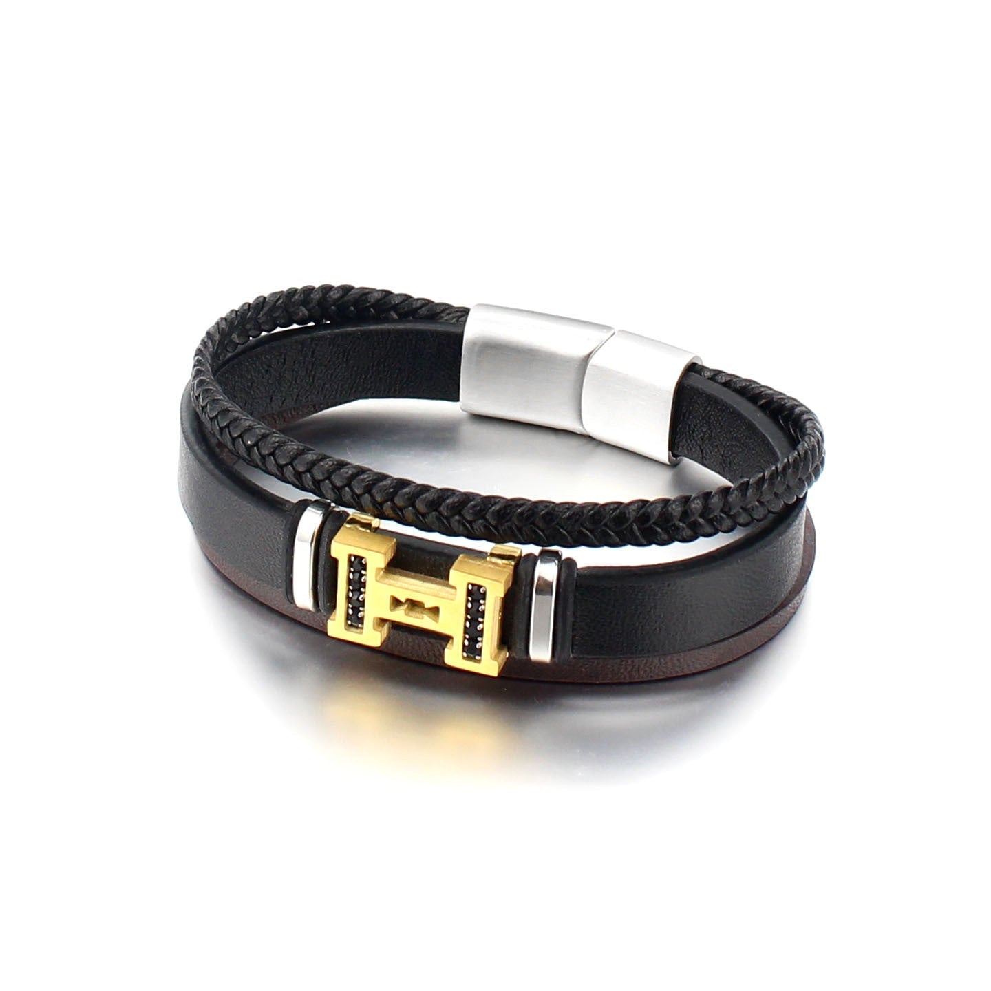 Three-layer braided diamond bracelet