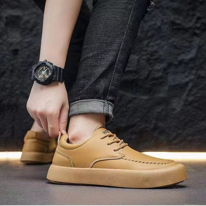 Casual Shoes Fashion Lace-up Shoes Lightweight Platform Leather Breathable Leather Shoes