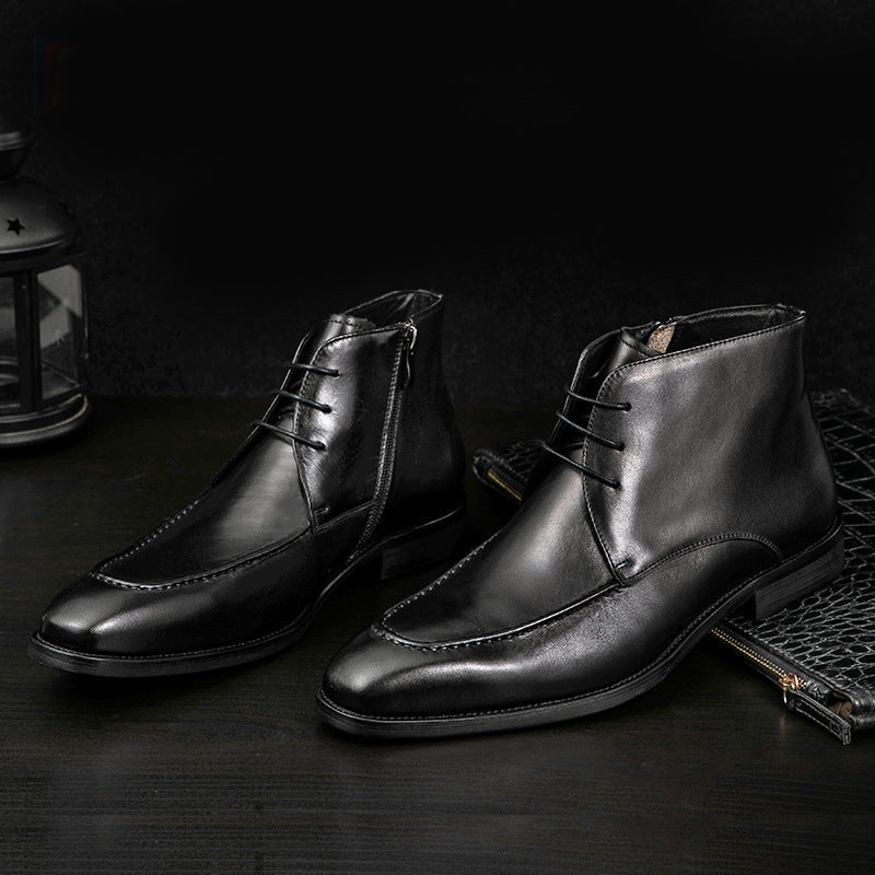 Men's High Top Leather Shoes Knight Leather Boots