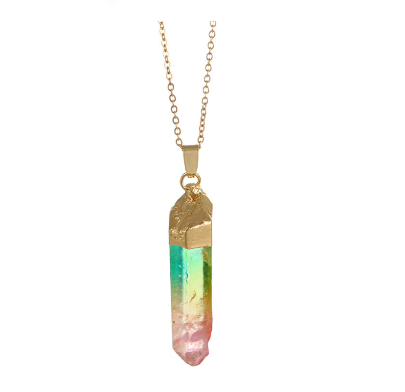Cylindrical Mixed Color Crystal Necklace