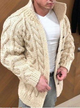 Button rope cardigan sweater men
