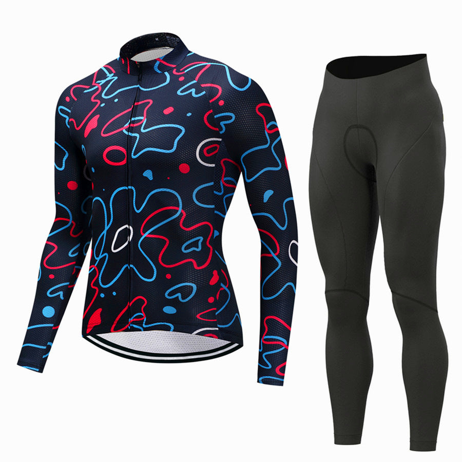 Autumn And Winter Cycling Clothes Men's Long-sleeved Fleece Suspenders Trousers