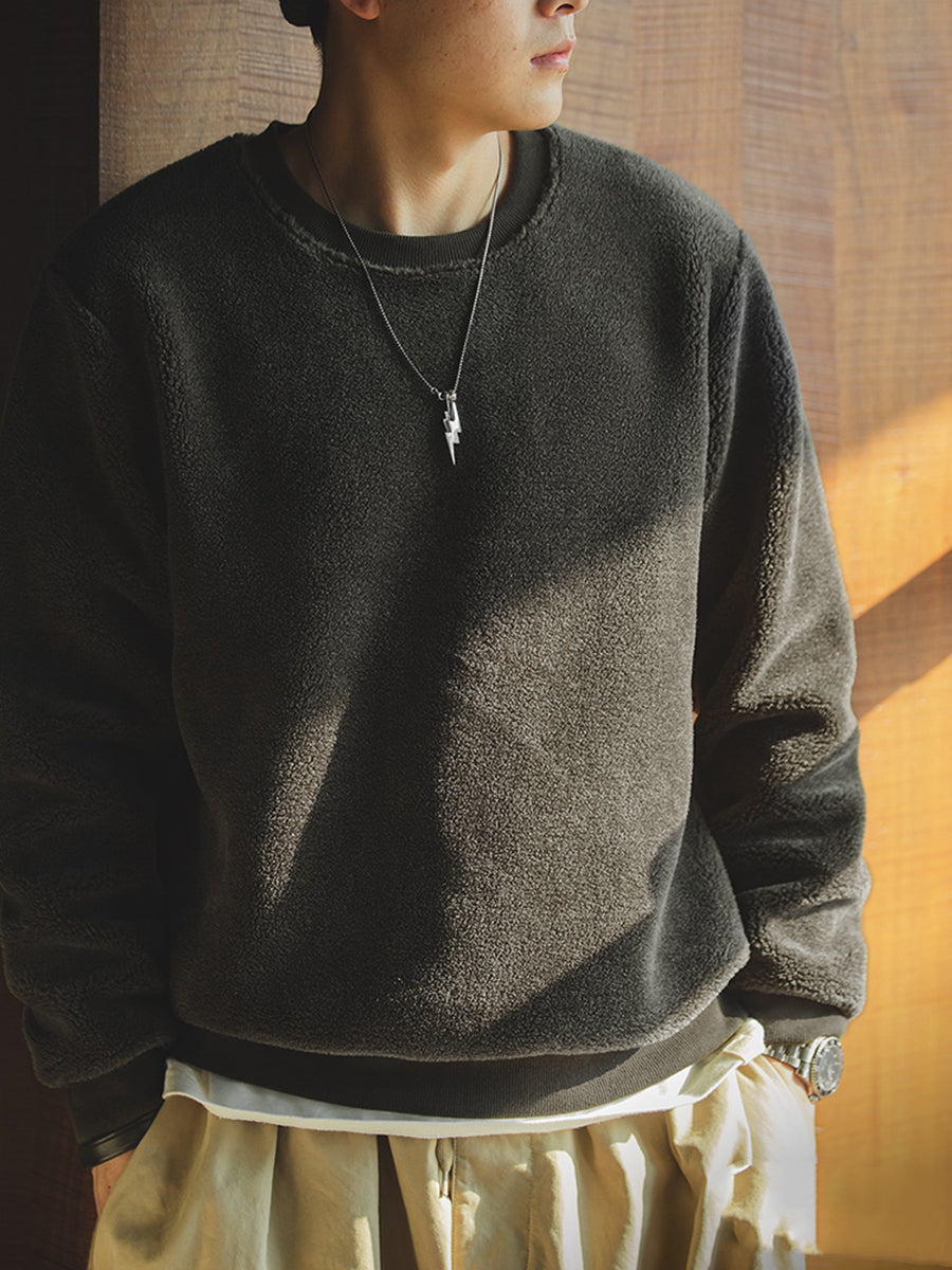 Retro Dark Gray Polar Fleece Warm Sweater
