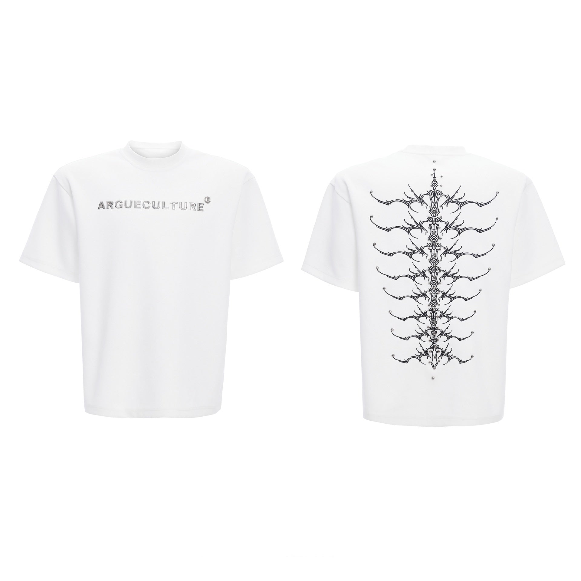 Snake Pupil Backbone Heavy Rivet Backbone Embroidered Short Sleeve Men