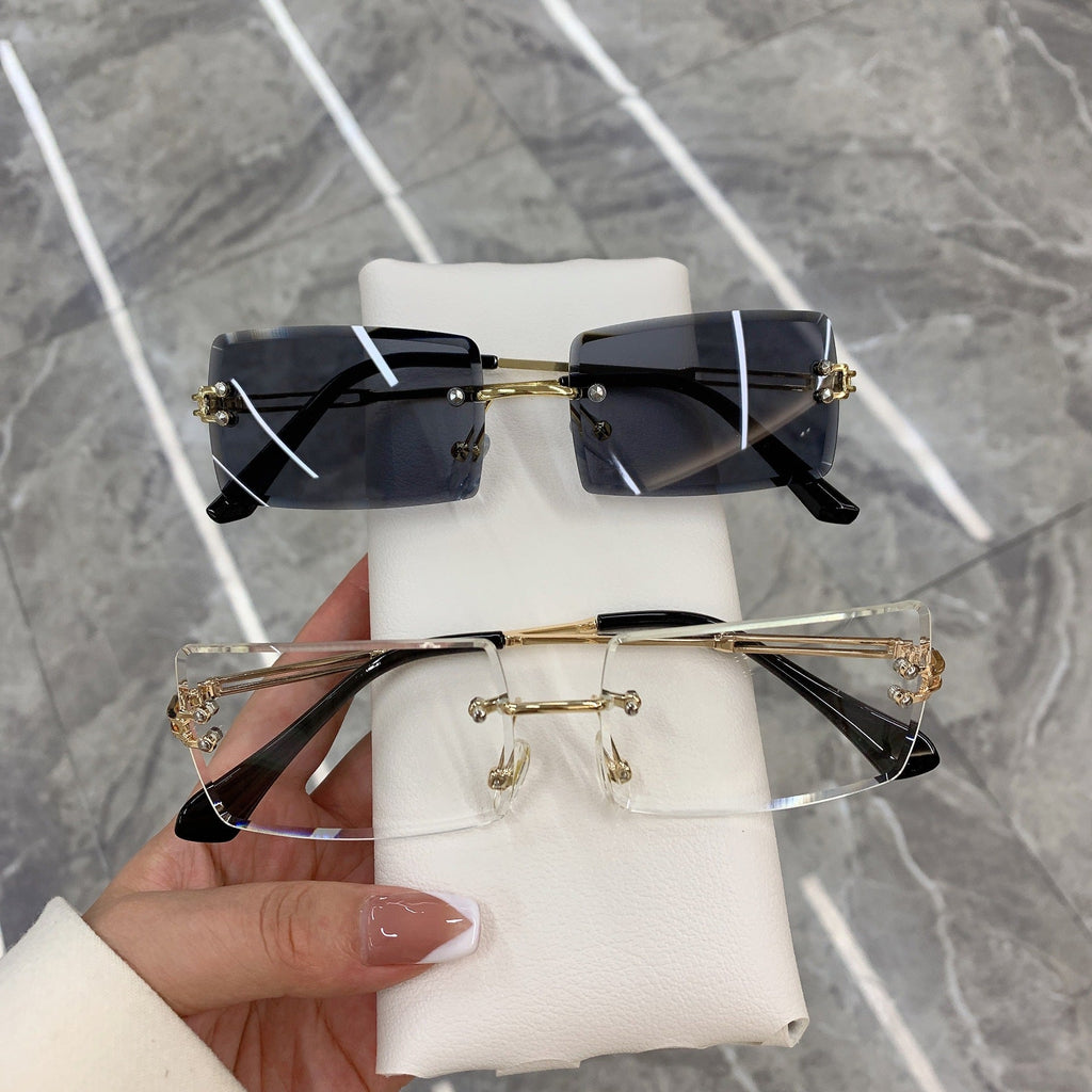 Women's Rimless Transparent Fashion Light Sunglasses