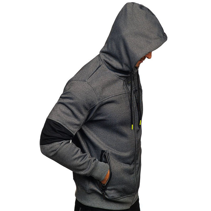 Men's Hooded Stitching Sweater  Cardigan Jacket