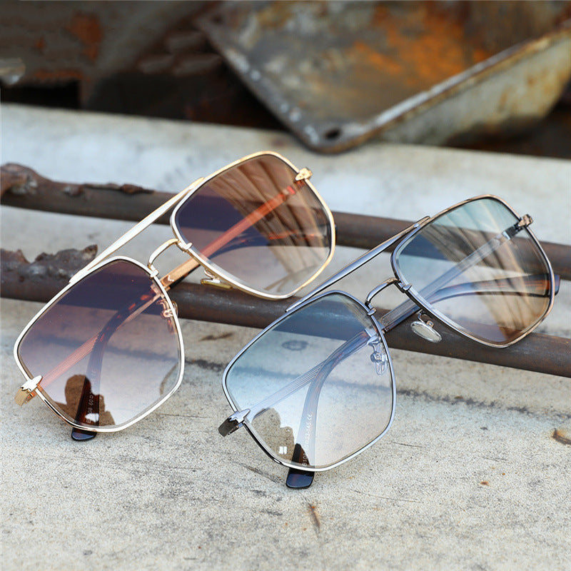 Men's Double Bridge Gradient Cut Sunglasses