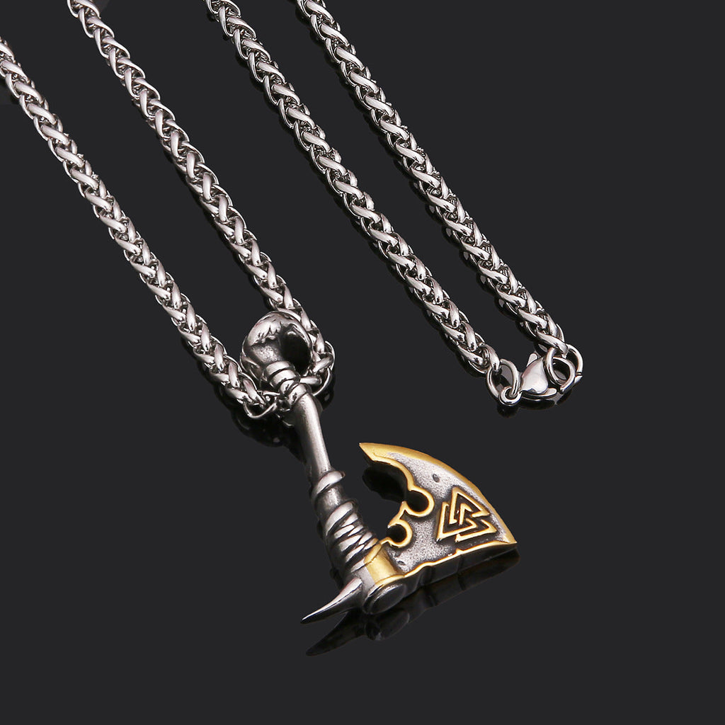 Stainless Steel Axe Pendant Titanium Steel Orchid Chain Men