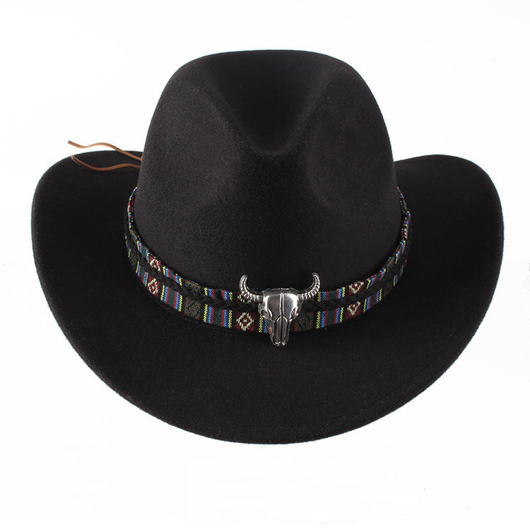 European And American Style Woolen Cowboy Hat Men's Lady Couple Ethnic Style Curling