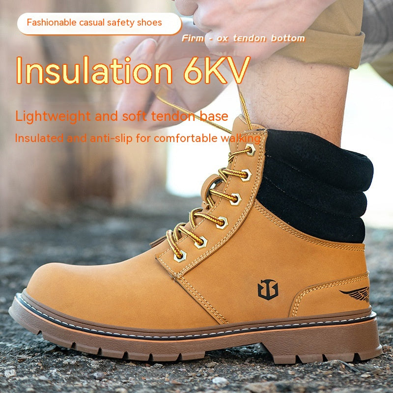Men's Casual High-top Anti-smashing And Anti-penetration Labor Protection Shoes