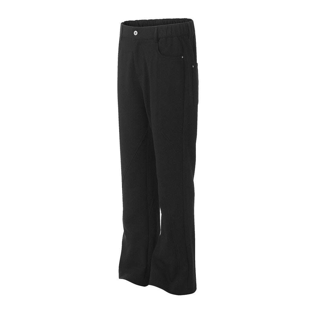 Loose Casual Trousers Men's High Street Split Stitching Design Pocket Solid Color Wide-leg Pants