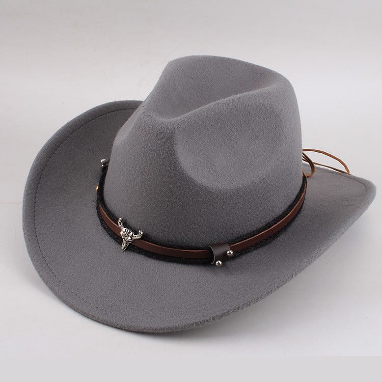 European And American Style Woolen Cowboy Hat Men's Lady Couple Ethnic Style Curling