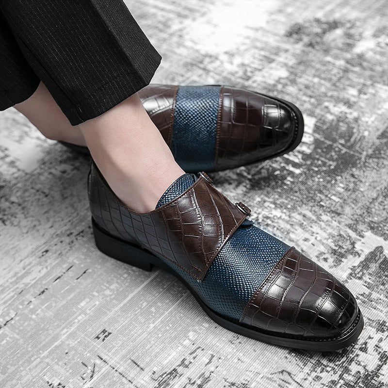 Double Buckle Plus Size Business Men's Casual Leather Shoes