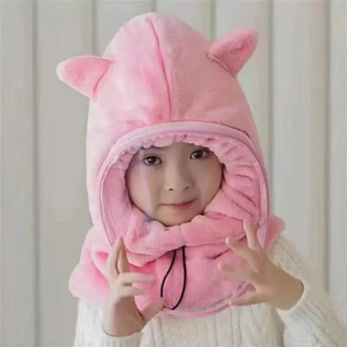 Children's Electric Car Thermal Headgear Windproof Neck Protection Scarf